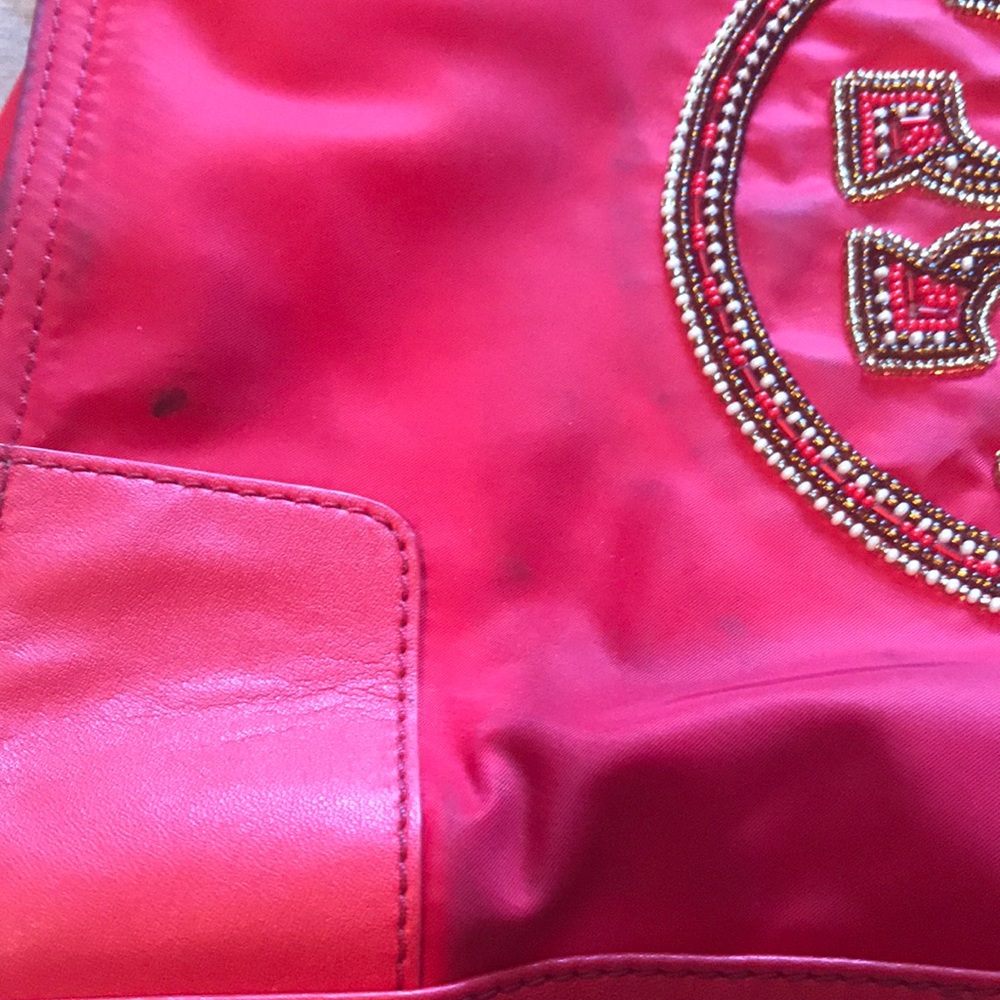 Tory Burch Satchel In Color Red, With Beaded Logo - image 5